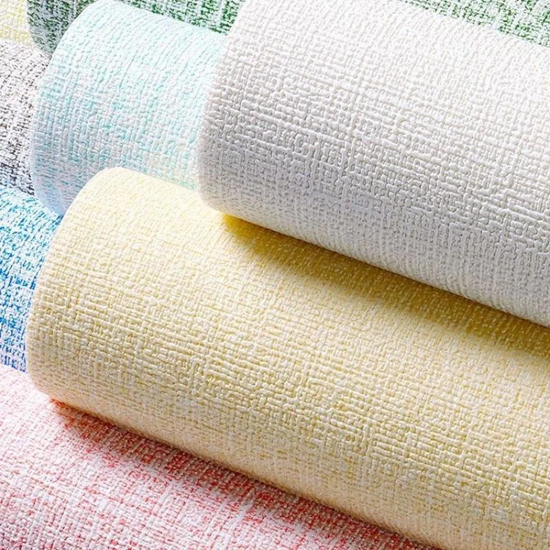 3D DIY Thicken Waterproof Mildew Proof Self-adhesive Wallpaper Linen Plain Color Wallpaper Renovation Home Decor  Wall Stickers