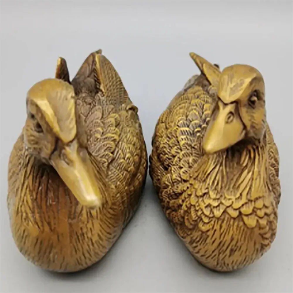 

China copper Mandarin duck crafts statue A pair