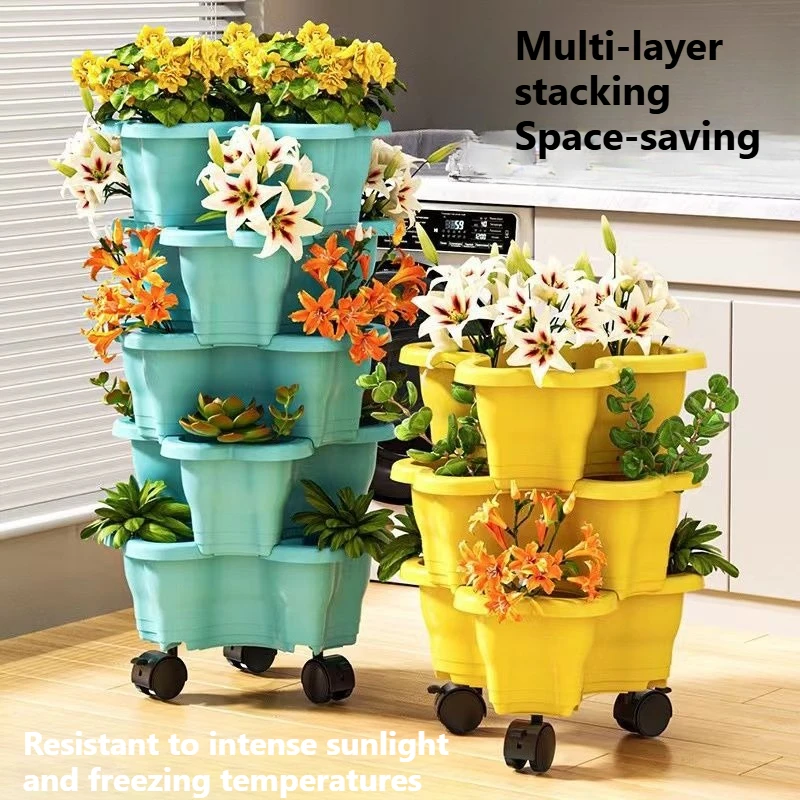 Three Dimensional Multi-layer Flowerpot Home Furnishing Balcony Grow Vegetables Plastic Color Originality Multi-layer Flowerpot