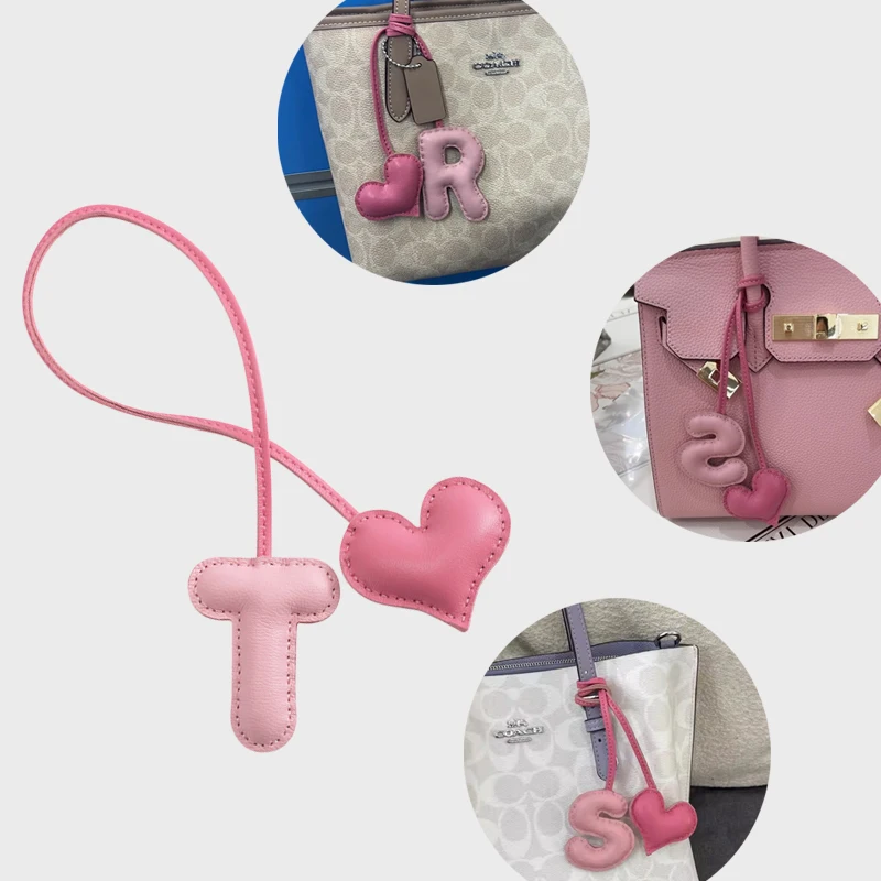 CloToner-Porte-Clés en Cuir Pur Cousu à la Main avec Lettre Anglaise R S T W, Pendentif de Sac à Dos pour Femme