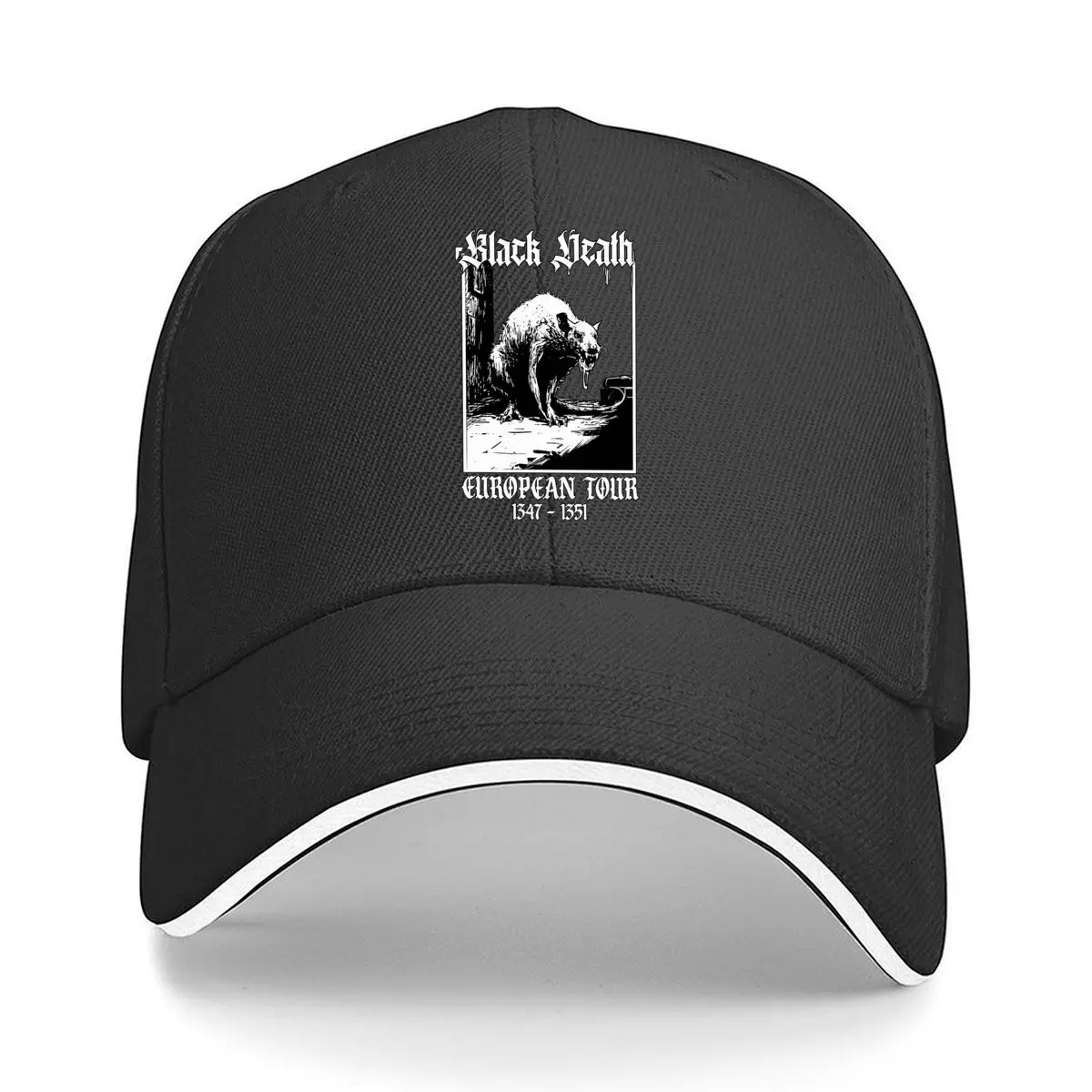 Black Death European Tour 1347 1351 Gothic Plague Rat Sandwich Baseball Cap Women Unisex Male