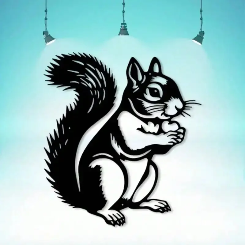 Metal Squirrel Wall Decor, Rustproof Iron Art for Home Garden Gift 1pc