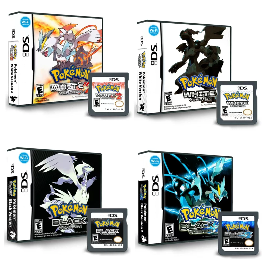 Pokemon Game Card Black and White 1 2 Combined Card Cartridge Card Video Game Handheld Player Game Card (R4 Card) for DS NDS 3DS