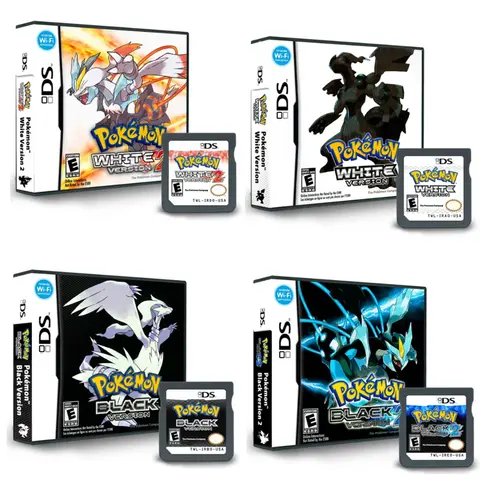 Pokemon Game Card Black and White 1 2 Combined Card Cartridge Card Video Game Handheld Player Game Card (R4 Card) for DS NDS 3DS