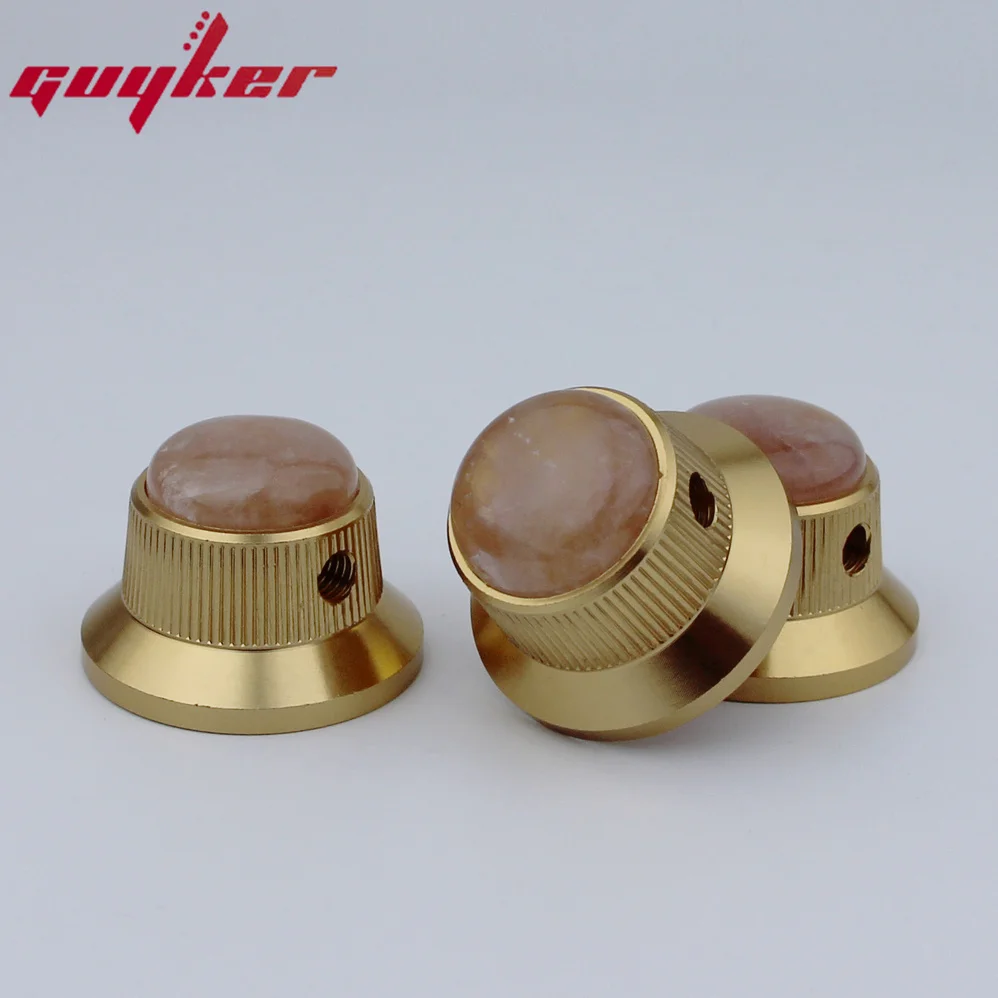 Electric Guitar Bass Metal Control Volume Knob Hat Type Natural Silty Crystal Stone Surface