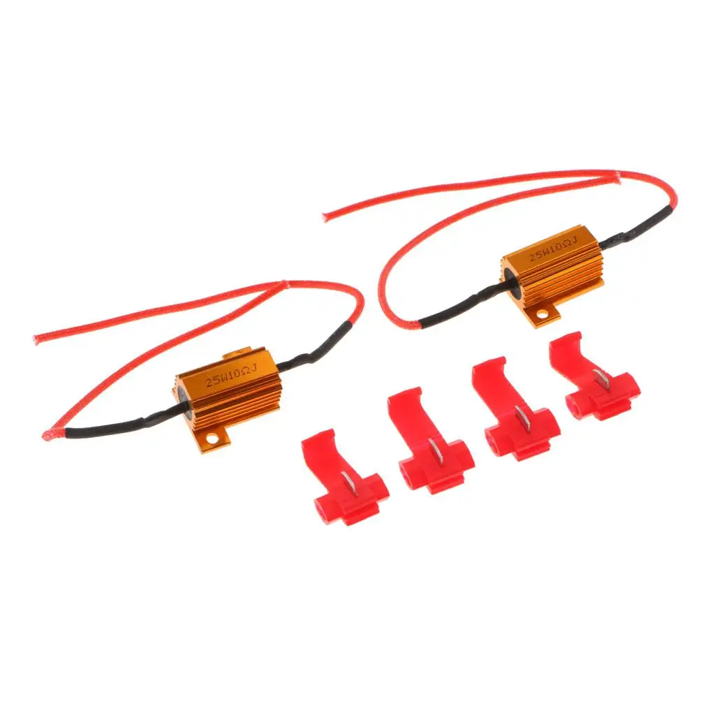 

LED Turn Signal Load Resistor 25W 25ohm Gold Adapter for Brake Light Lamp Bulbs Flash Canceller for Car Plug & Play