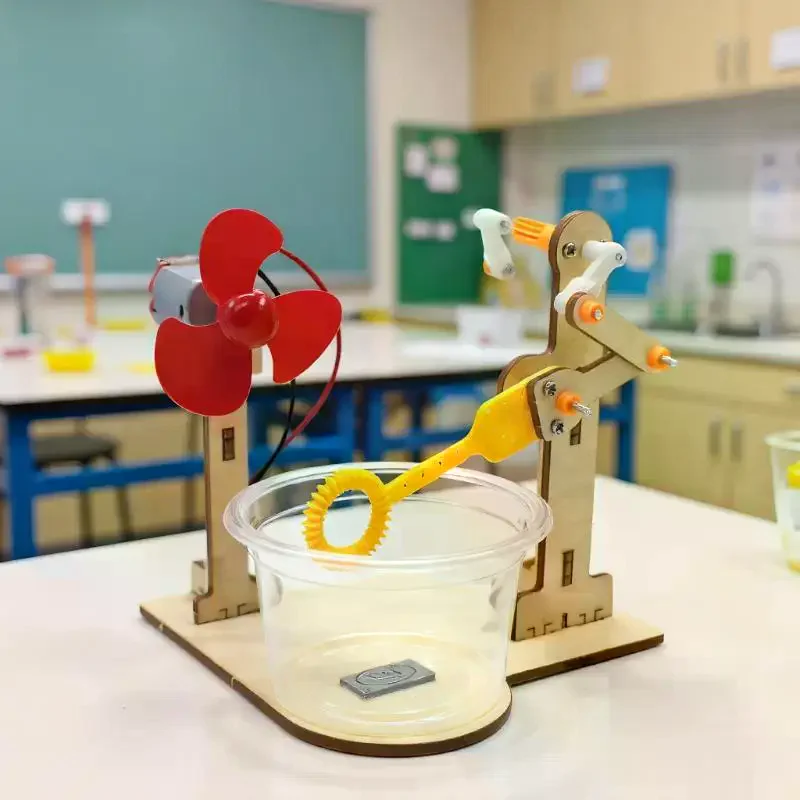 Ensemble de machines à bulles à manivelle en bois, bricolage innovant, pour l'apprentissage de la petite enfance