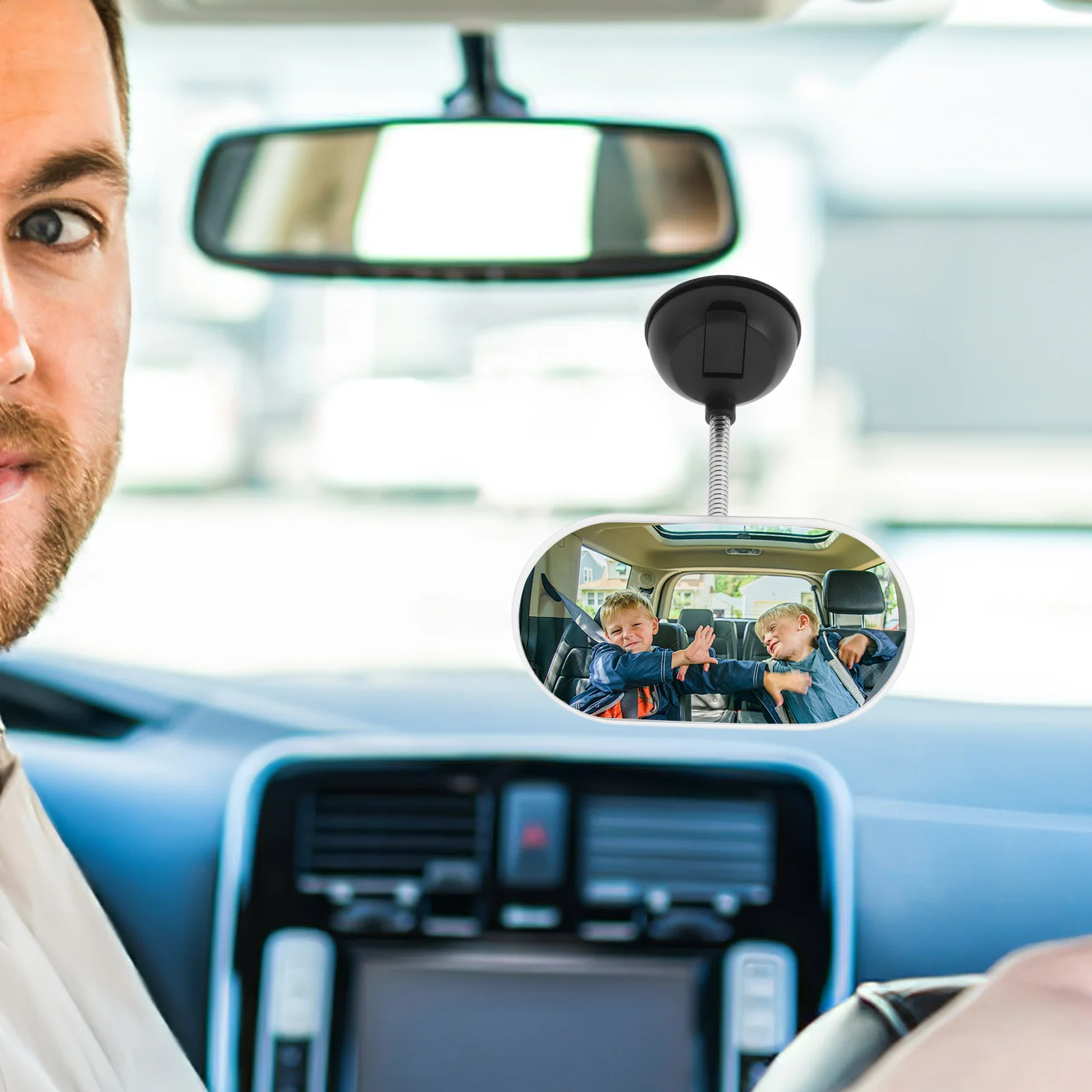 مرآة الرؤية الخلفية العالمية للمركبات، رؤية معززة لسلامة الأطفال، سهلة التركيب، لا توجد أدوات مطلوبة وقابلة للتعديل #3