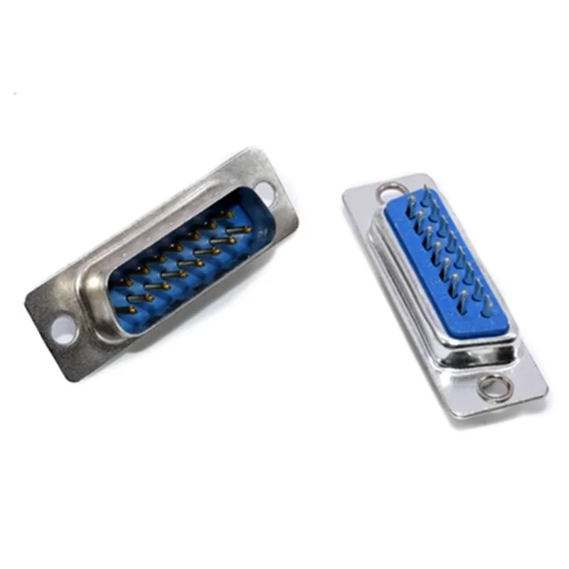 5pcs DB15 Hole/Pin Female/Male Blue Welded Connector RS232 Serial Port Socket DB D-SUB Adapter 15PIN