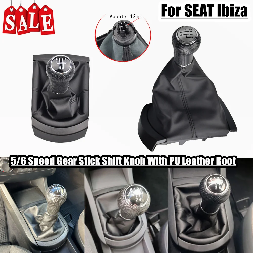 For SEAT Ibiza 2002 2003 2004 2005 2006 2007 2008 Car Styling Gear Shift Knob Lever Stick Gaiter Boot Cover Collar Dust Cover