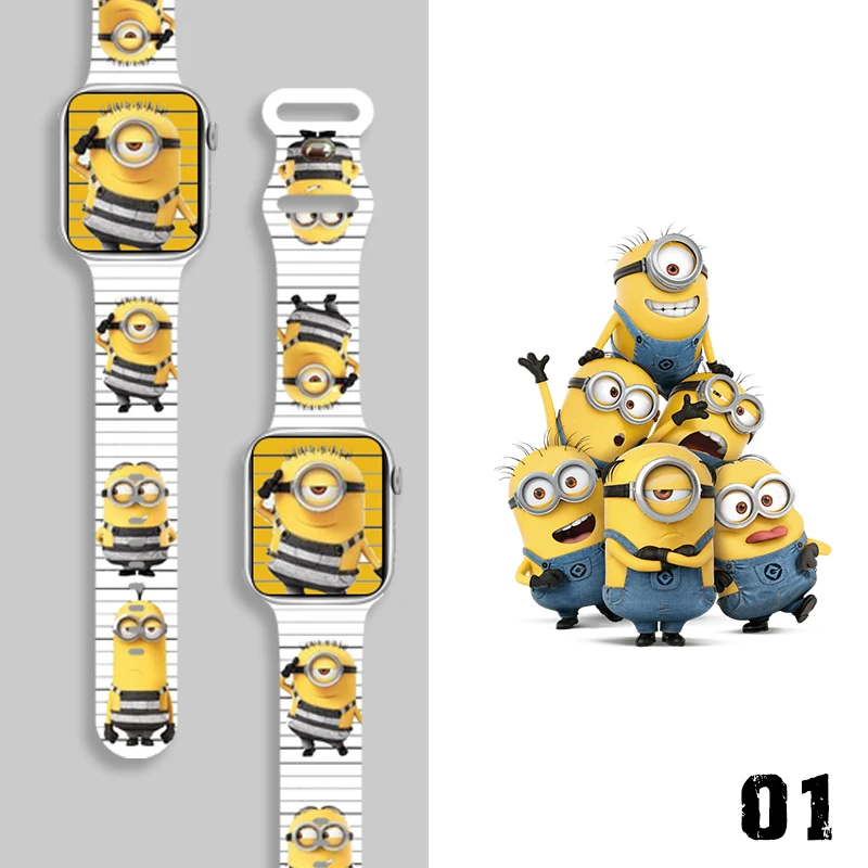 

Kung Fu Minions Series Pattern Strap for Apple Watch 11/10/9/8/SE, Soft Waterproof Silicone Replacement Band 46mm/45mm/44mm/42mm
