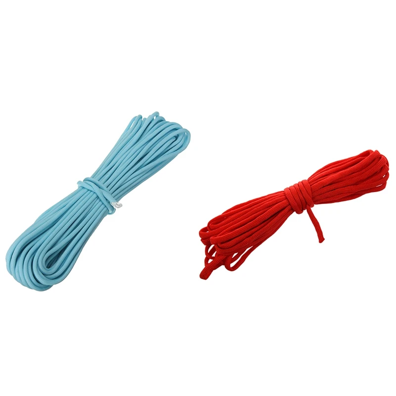 20FT Paracord Parachute Cord Lanyard Nylon Desert Survival 7 Strand-Red & 550Lb 9 Core Strand Blue