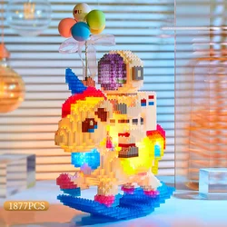 New Astronaut Building Blocks With LED Light Confession balloon Whale Astronaut Mini Diamond Bricks Toys for Childrens Gifts