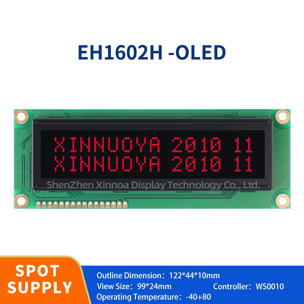 Black Background And Red Text OLED Display Screen Parallel Interface Compatibility LCM1602 162 Screen Working Temperature -40+80