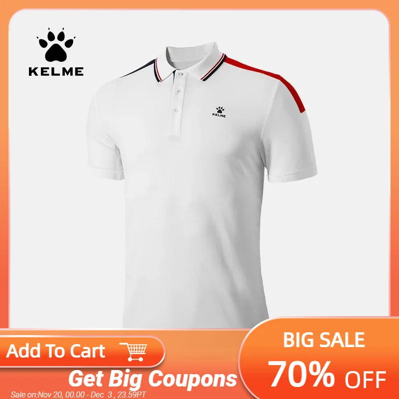 

Kelme Summer Men's Short Sleeved Cotton Solid Color Sports Polo Shirt With Polo Collar Slim Fit T-shirt For Daily Competition