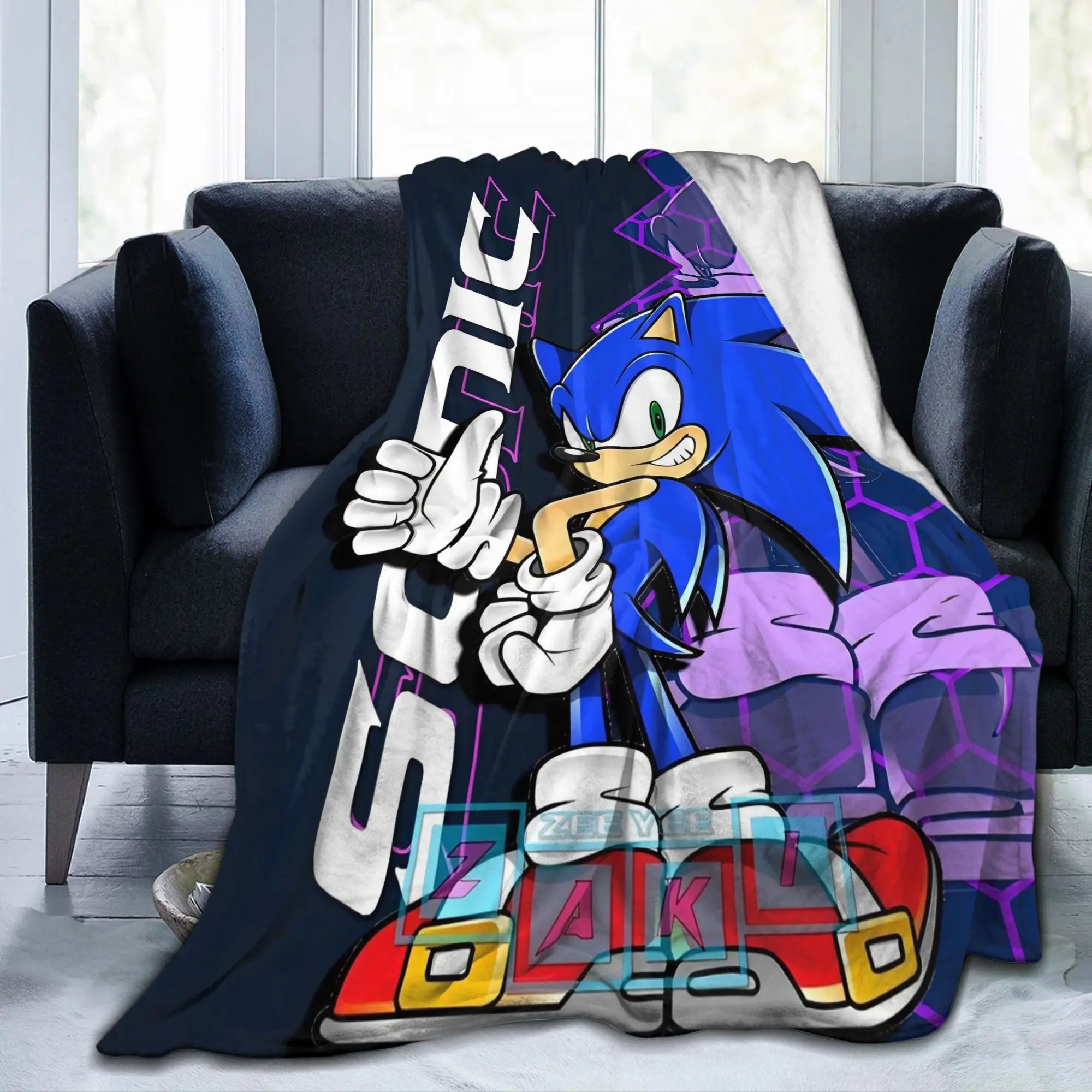 S-Sonics The H-Hedgehogs Blankets Flannel Print Multi-function Soft Throw Blanket for Sofa Outdoor Bedspread