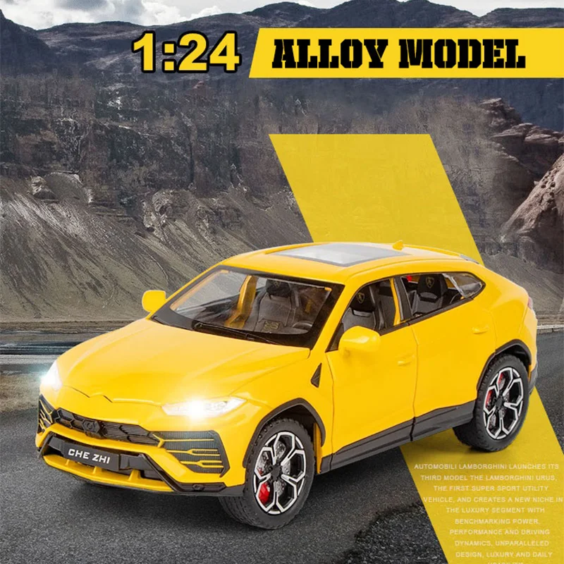 

Модель автомобиля URUS Bison из сплава 1:24, классный звук и свет, изысканные настольные украшения, лучшая коллекция для любителей моделей автомобилей