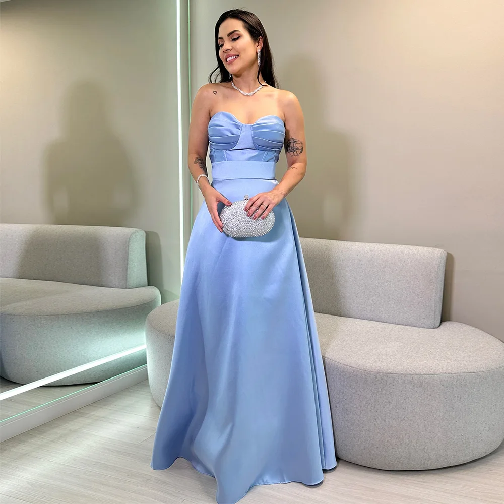 

Lavender Evening Dresses for Women 2025 Sweetheart Pleated A Line Evening Gowns Long Sleeveless Satin Wedding Guest Dress