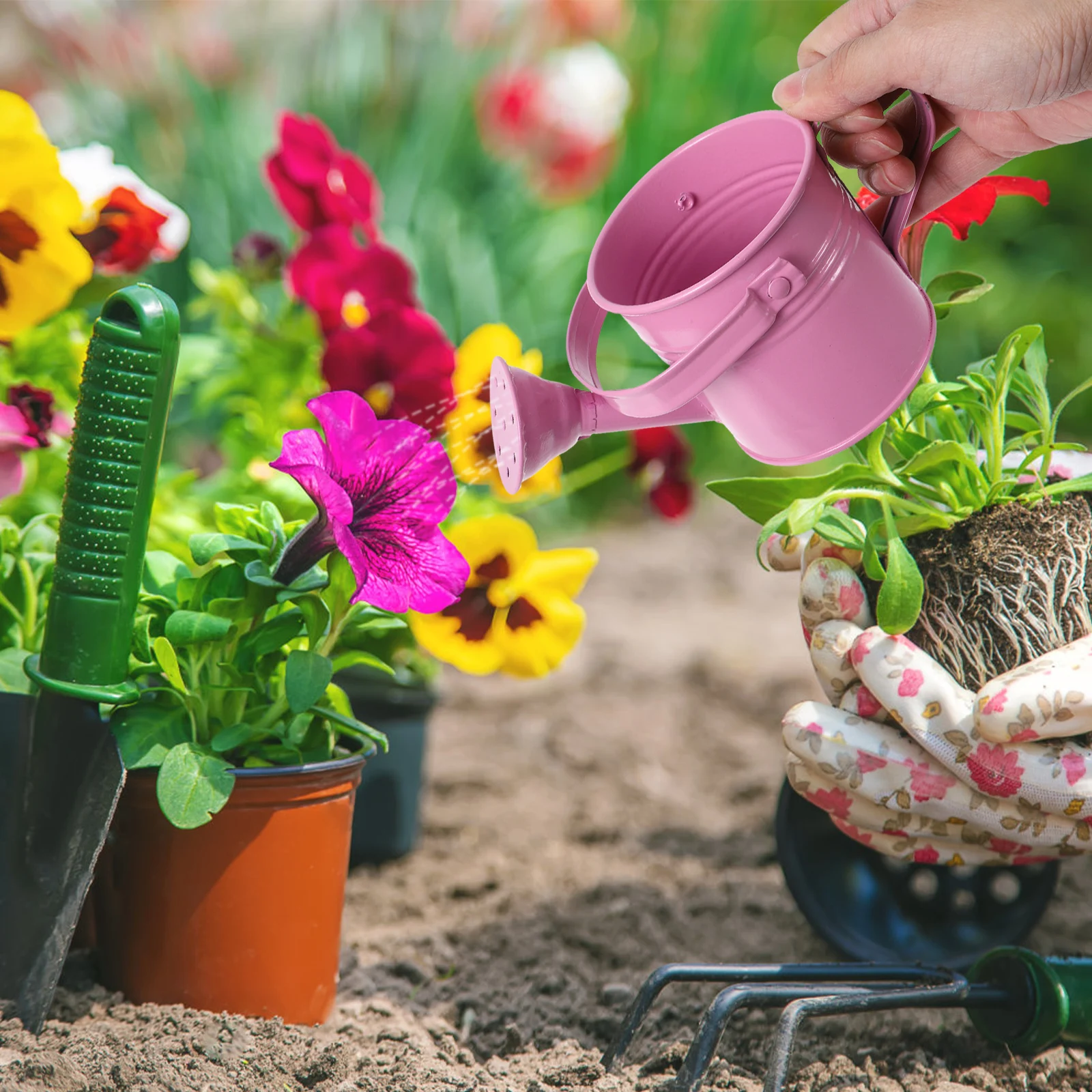 Metal Watering Can For Kids Small Watering Can Galvanized Iron Tin Sprinkling Kettle For Garden Yard Plants Flower Pots Ornament