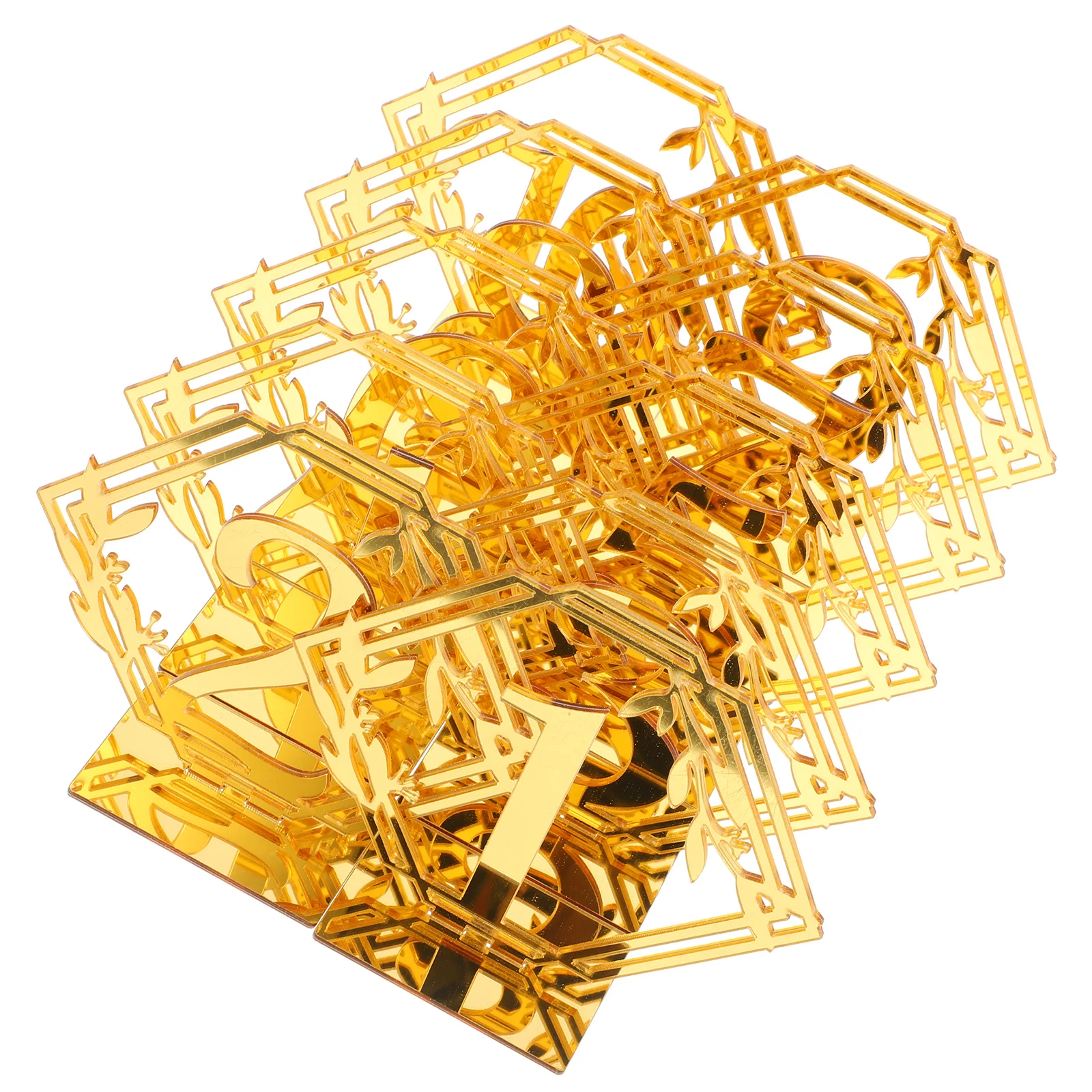 

10 Pcs Wedding Decor Table Number Plate Signs for Events Reserved Seating Tables Golden