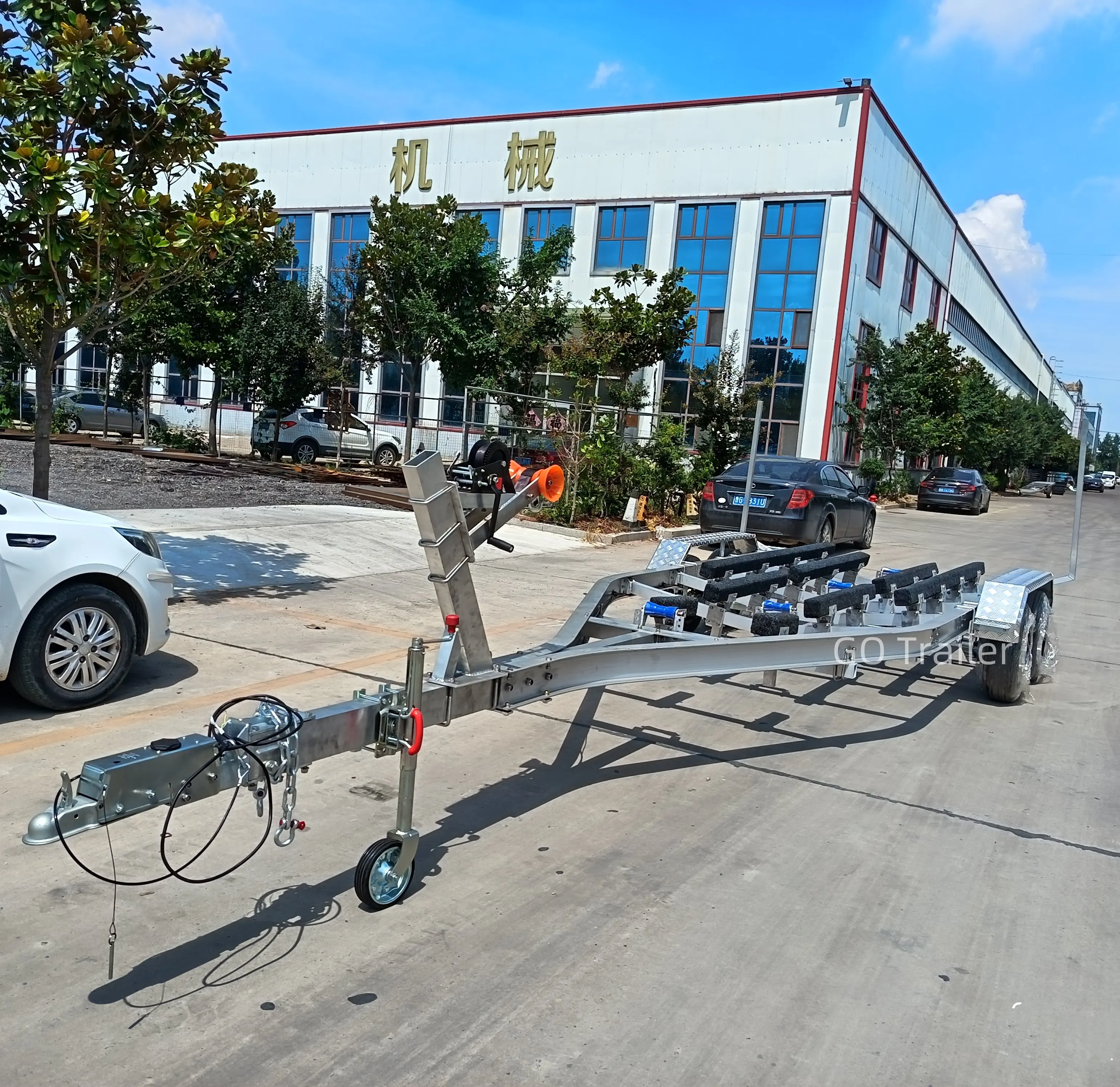 2000KG GVWR Aluminum Alloy Marine Boat Trailer Tandem Yacht Boat Trailer Dinghy Boat Trailer with Guide Bar