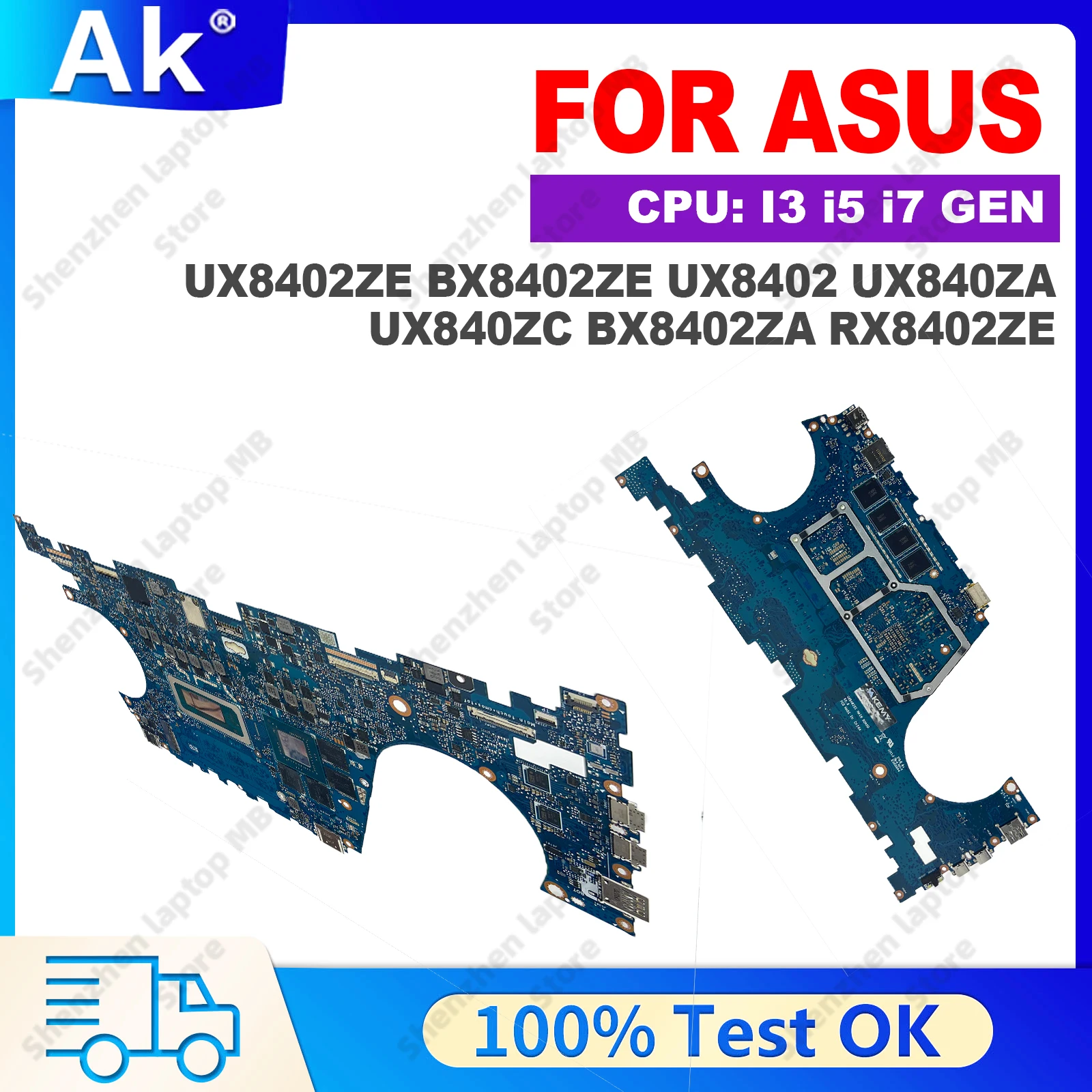 UX8402ZE Laptop Motherboard For ASUS BX8402ZE UX840ZE UX8402 UX840ZA UX840ZC BX8402ZA RX8402ZE Mainboard With 10th Gen I3 i5 i7