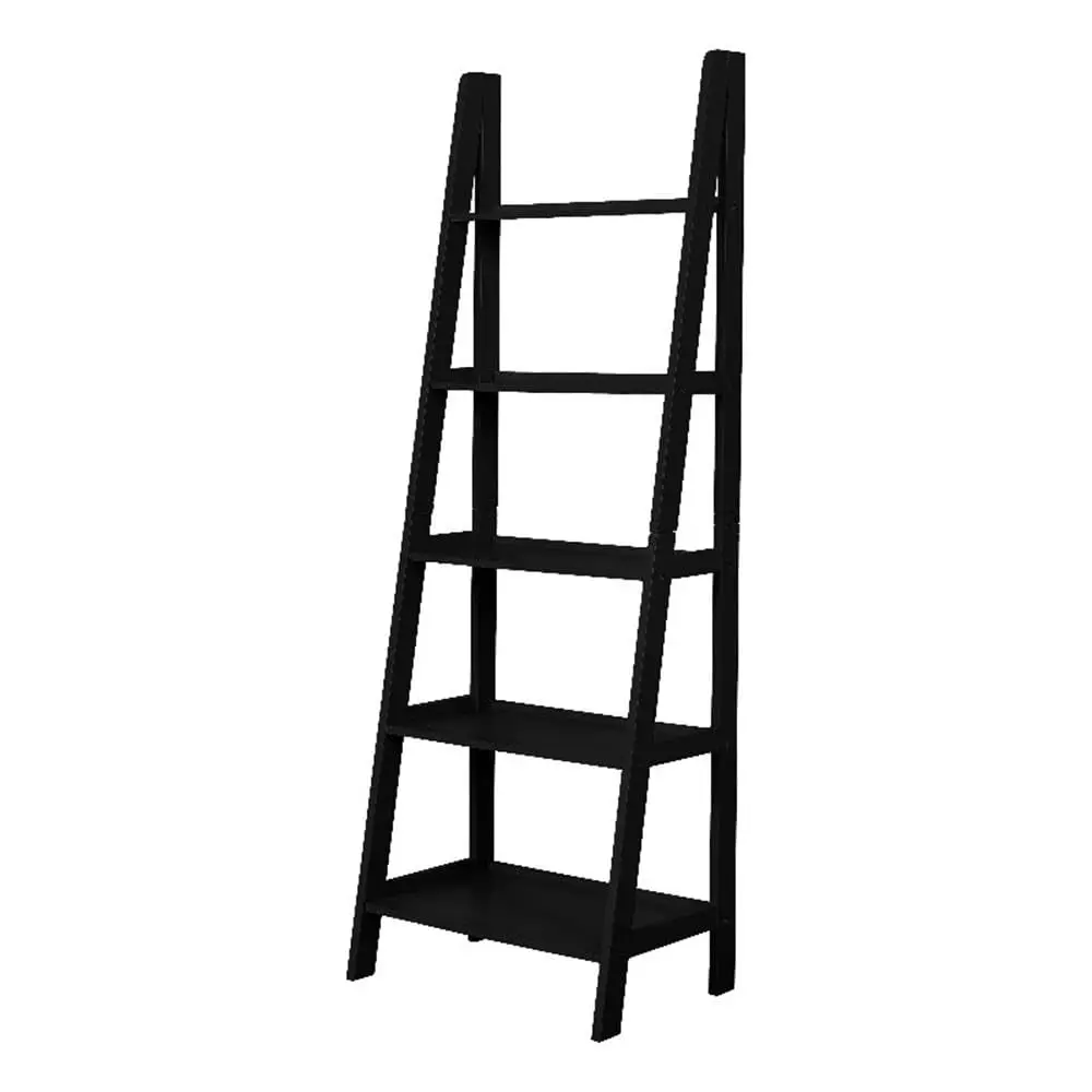 

72" Ladder Bookshelf 5 Tier Open Storage Home Office Black, Customized