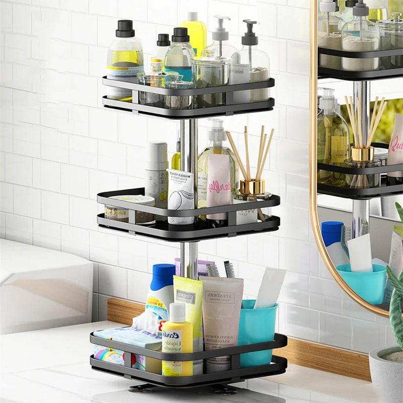 Rotatable Kitchen Shelf Condiment Rack Countertop Organizer Corner  Condiments Multi-Functional Holder Round Storage Shelves