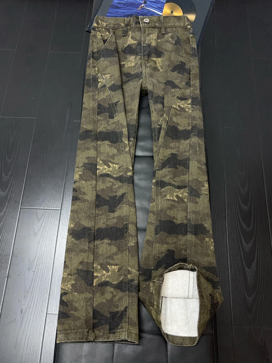 

American High Street Camouflage Diagonal Cut Men's Jeans Cleanfit Waist up Slimming Straight Leg Trousers Youth Faion