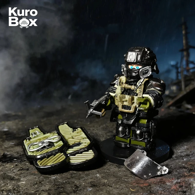 

Military Building Block Minifigure Set Third Party Deep Blue Titan Wilderness Delta Tactical Weapons Shield Model For Collectors