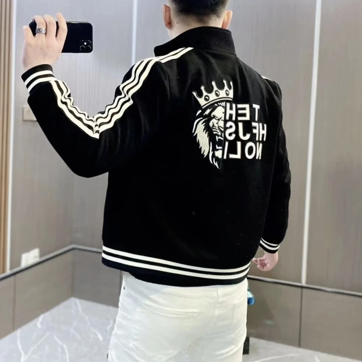 

Faionable ort Мужская приталенная куртка с вышивкой, воротник-стойка, осенне-зимняя верхняя одежда, полиэстер, нейлон, волокно Cosite