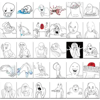 10/30/62張情緒崩潰惡搞頭像卡通貼紙 DIY手機筆記型電腦行李箱滑板塗鴉貼紙 兒童玩具 12 最佳銷售 滑稽的貼紙 - №1