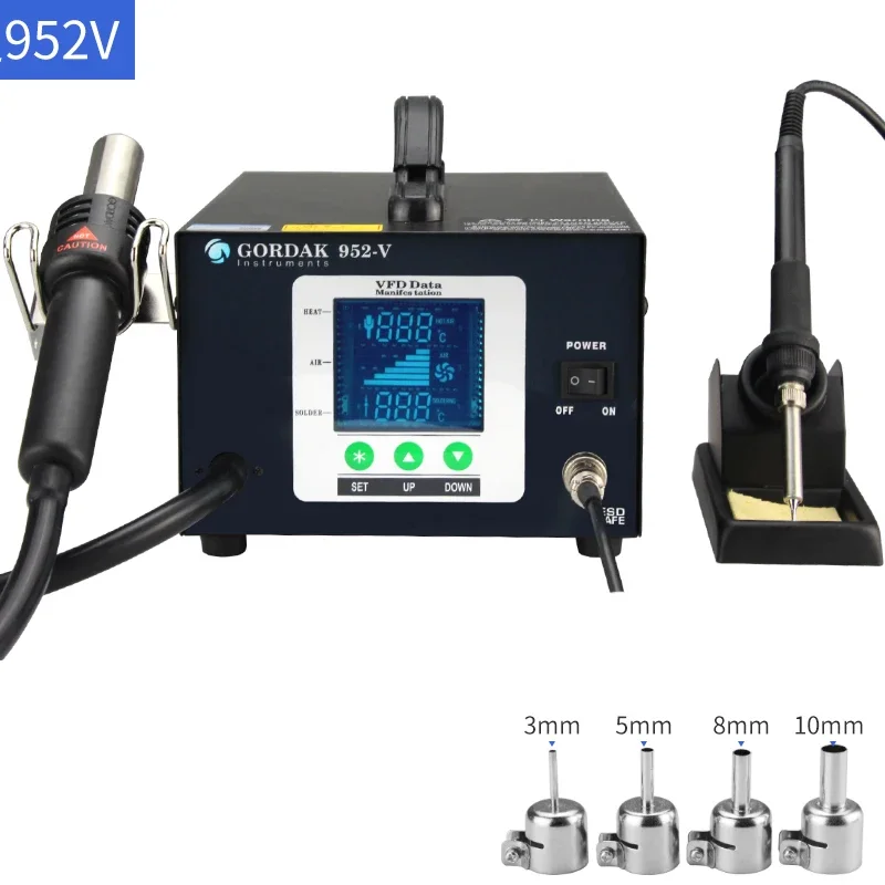 952V 2 in 1 Digital Display Hot Air SMD Rework Soldering Station BGA Welding Machine By Intelligent Control