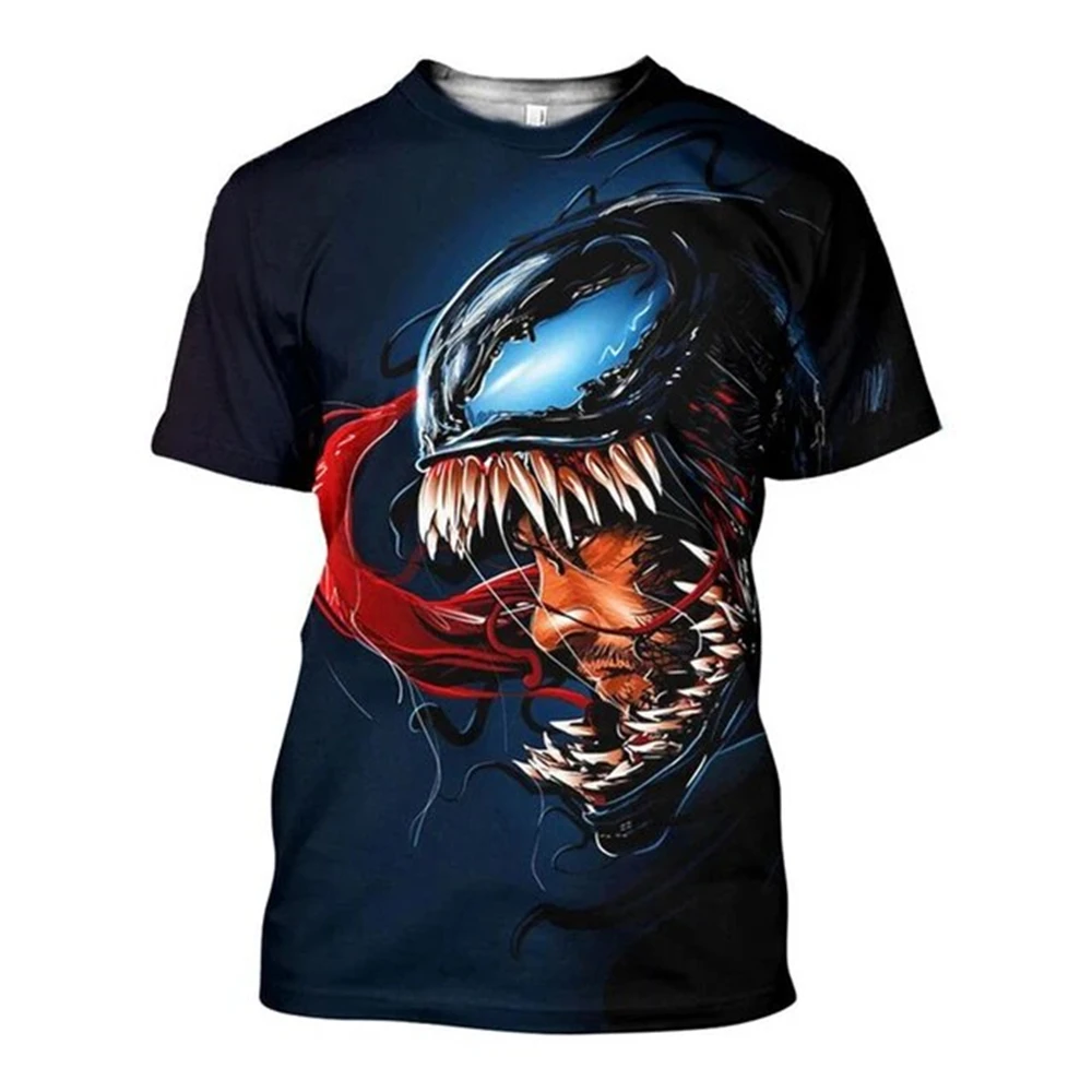 MINISO Venom-Camisetas estampadas en 3d para niños y adultos, ropa informal de manga corta, de calle, holgada, con cuello redondo