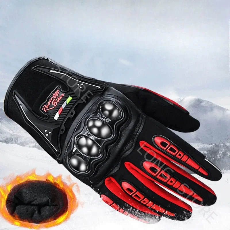 Motorcycle Bicycle Riding Gloves Windproof Waterproof Touch Screen Outdoor Products Velvet Gloves Autumn and Winter