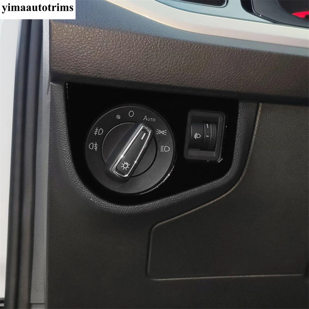 

Head Light Lamp Switch Button Decor Frame Cover Trim ABS / Stainless Steel Interior Accessories For VW Volkswagen Polo 2019-2023