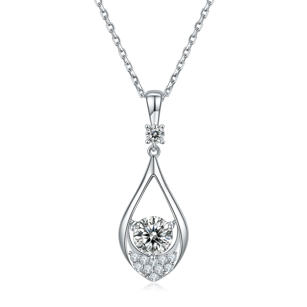 

Hanyu 925 Silver Jewelry Teardrop Pendant Necklace White Gold Plated 1Ct D Color Moissanite Diamond Necklace Pendant Charm