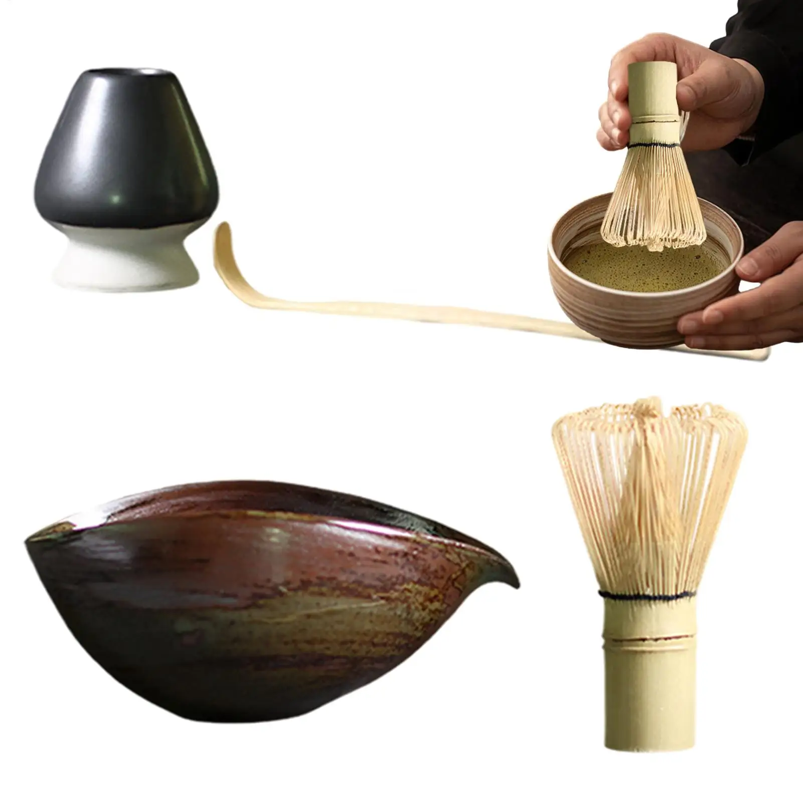 Kit para preparar té, accesorios para batidor de ceremonia de 4 piezas, Kit tradicional de ceremonia de té para Bar, Catering, café, desayuno, bebidas con leche