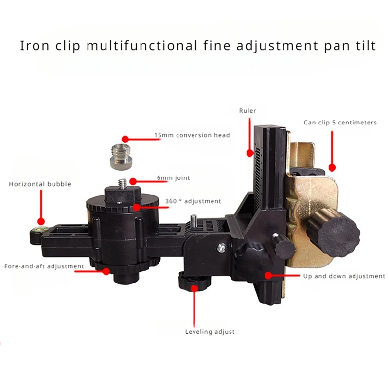 360 graden roterende stalen buis niveau telescopische staaf fijnafstelling pan tilt hefstaaf verstelbare pan tilt