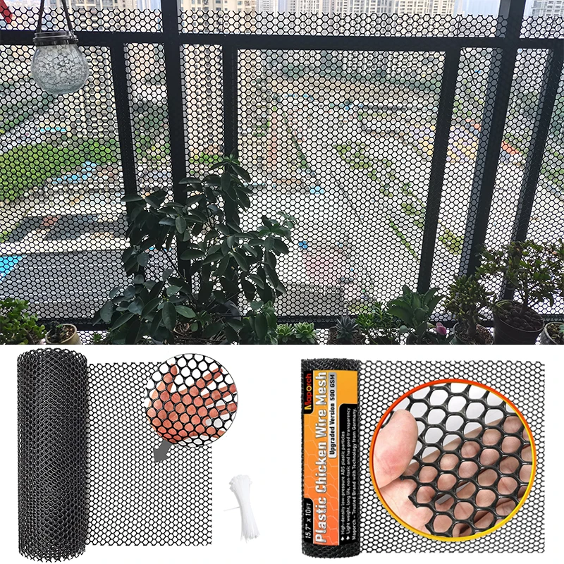 

Black Garden Fence Mesh Cat Pet Balcony Anti-Falling Net Window Plastic Grate Mesh Children Staircase Fall Protection Netting