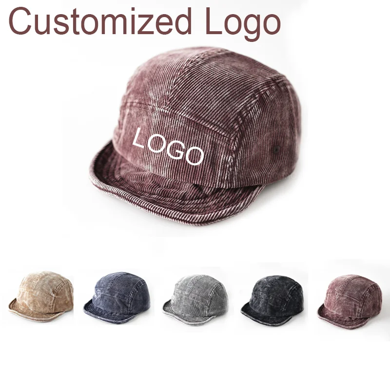 Corduroy Cap 5 Panel - Berretto da baseball corto a tesa