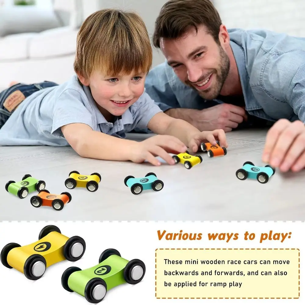 

New Mini Wooden Gliding Car Wooden Colorful Track Gliding Car Ramp Race Fun Model Vehicle Slide Track Car For Boy