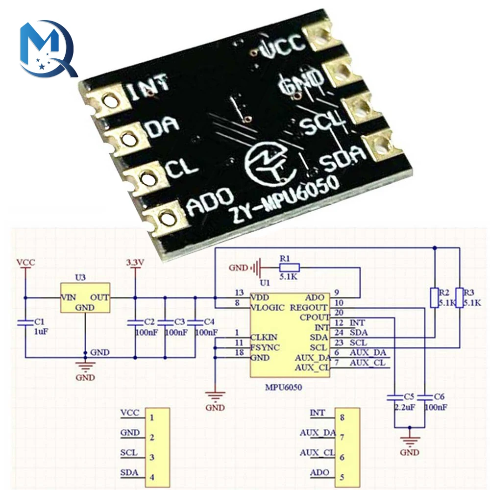 DC 3-5.5V Zy-Mpu-6050 Three-Axis Acceleration Gyroscope Module 6Dof Gyroscope Sensor Module