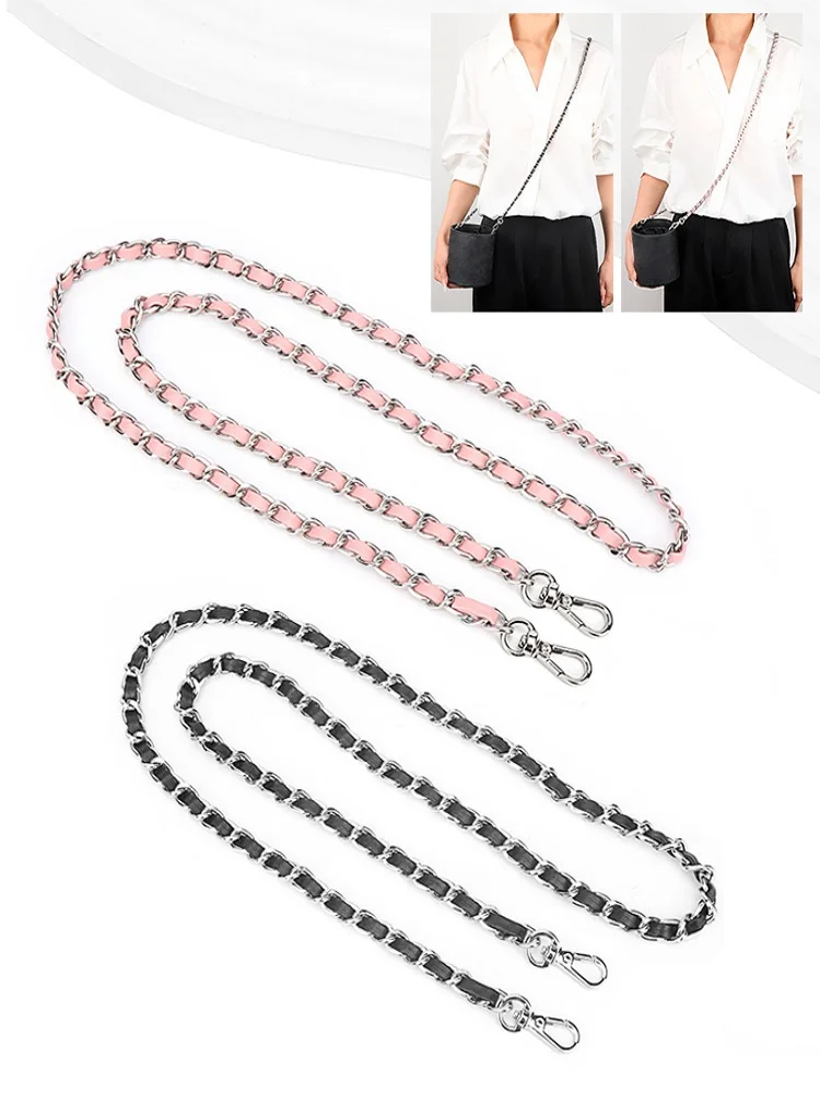 CRAZYSMITH Bag Chain Metal Strap for MLB Bucket Bag Handbag Replacement Long Beaded Chain Shoulder Crossbody Bag Accessory