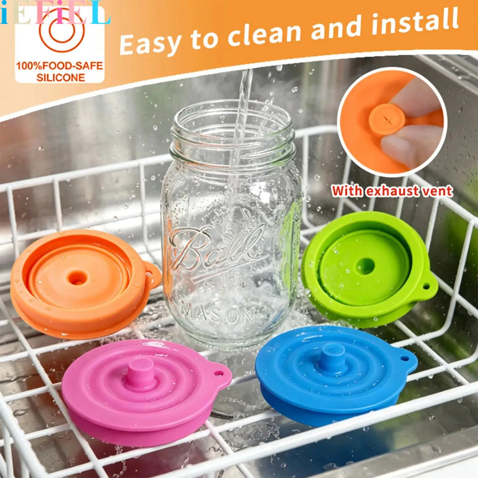4Pcs Mixed-color Mason Jar Lids Silicone Lids Wide-mouth Bottle Caps Sealing Leak-proof Preservation Lids for Home Kitchen