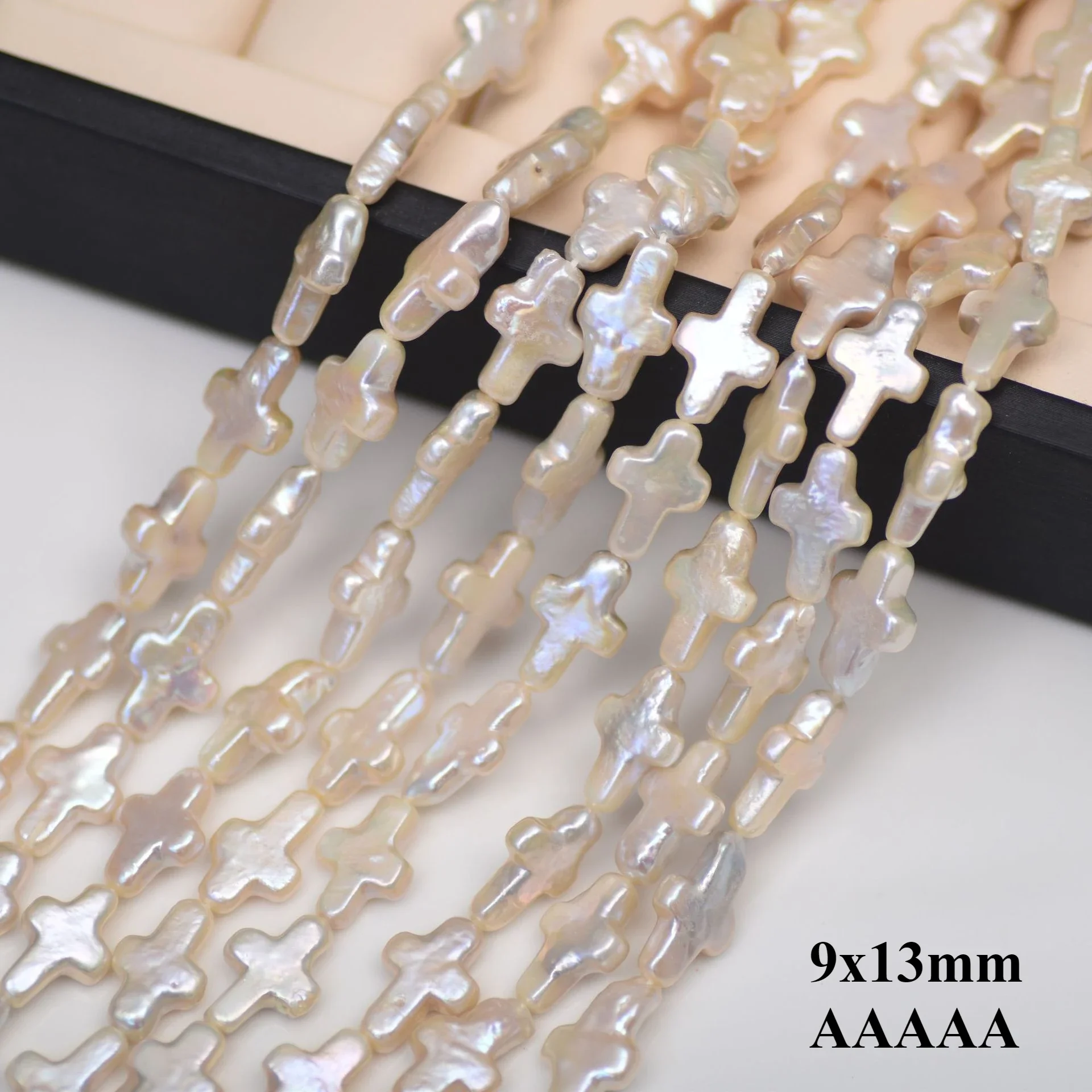 9x13mm 5A Natural Freshwater White Cross Glitter Pearl Elegant Flawless Rare Bead Jewelry Make DIY Necklace Bracelet Accessories