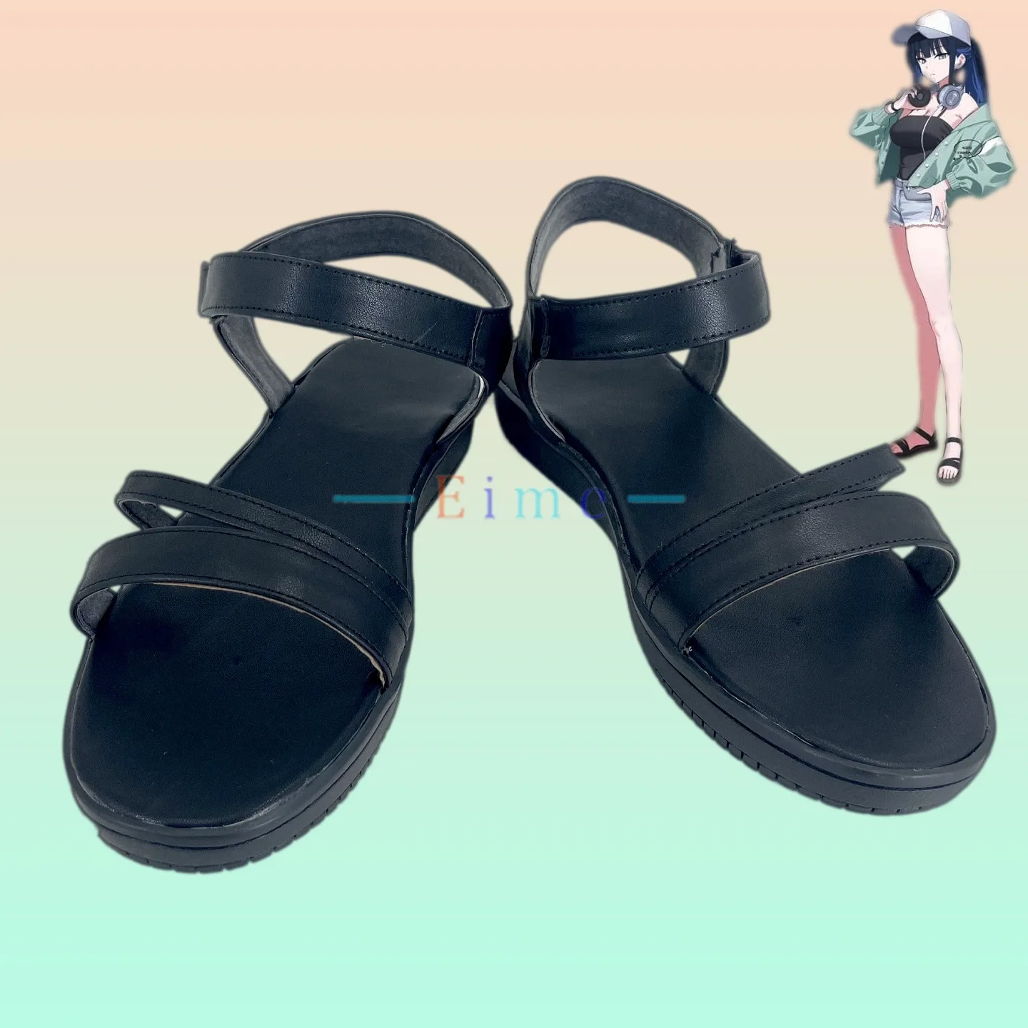 

Game Blue Archive Jomae Saori, обувь для косплея, черные летние сандалии, реквизит для косплея, аксессуары, ботинки на Хэллоуин, обувь из искусственной кожи на заказ