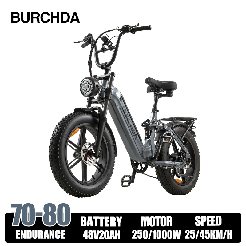 BURCHDA NEW AZ20 Elektrische Fiets 48V20AH Lithium Batterij E-bike 20 Inch 4.0 Vetband E-Bike Mountain Elektrische Fiets Motorfiets voor Volwassenen