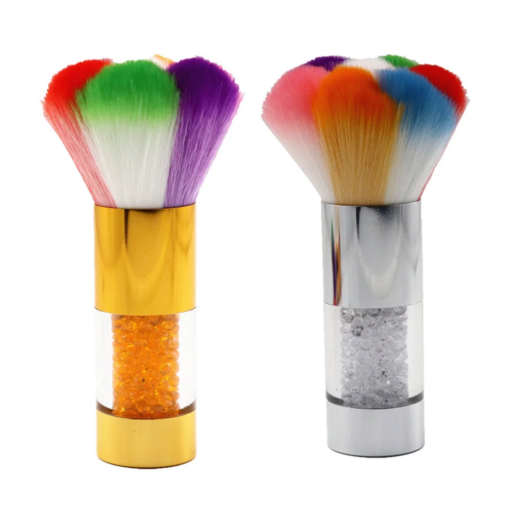 Escova de limpeza de unhas, 2 peças, blush de cerdas macias para pó solto, ferramenta de maquiagem de beleza para remoção de poeira de unhas, ergonômica