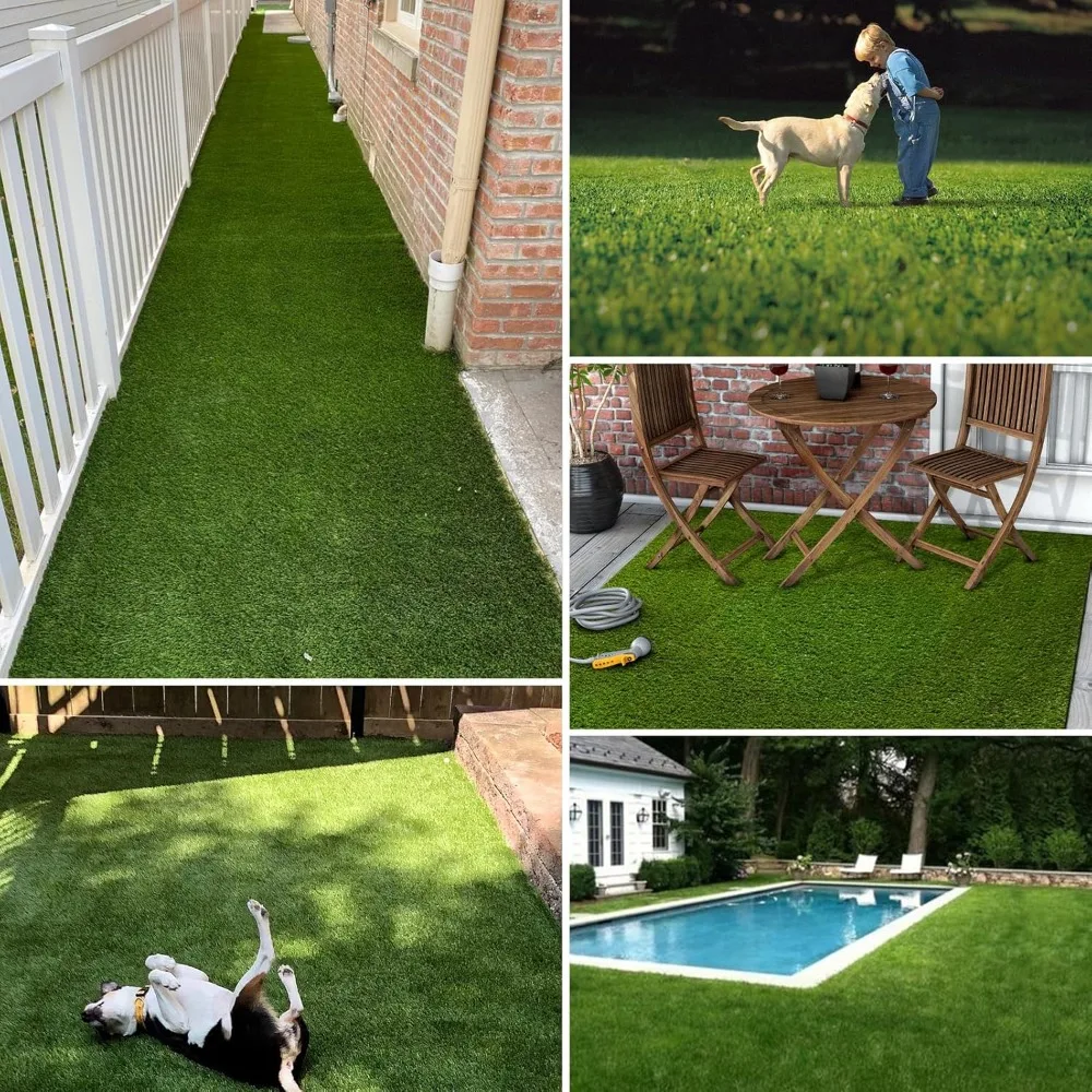 سجادة عشب وهمية واقعية مع تصريف 4FTX13FT داخلي خارجي حديقة حصيرة العشب الاصطناعية سجادة من الحديقة حصيرة للكلاب #4